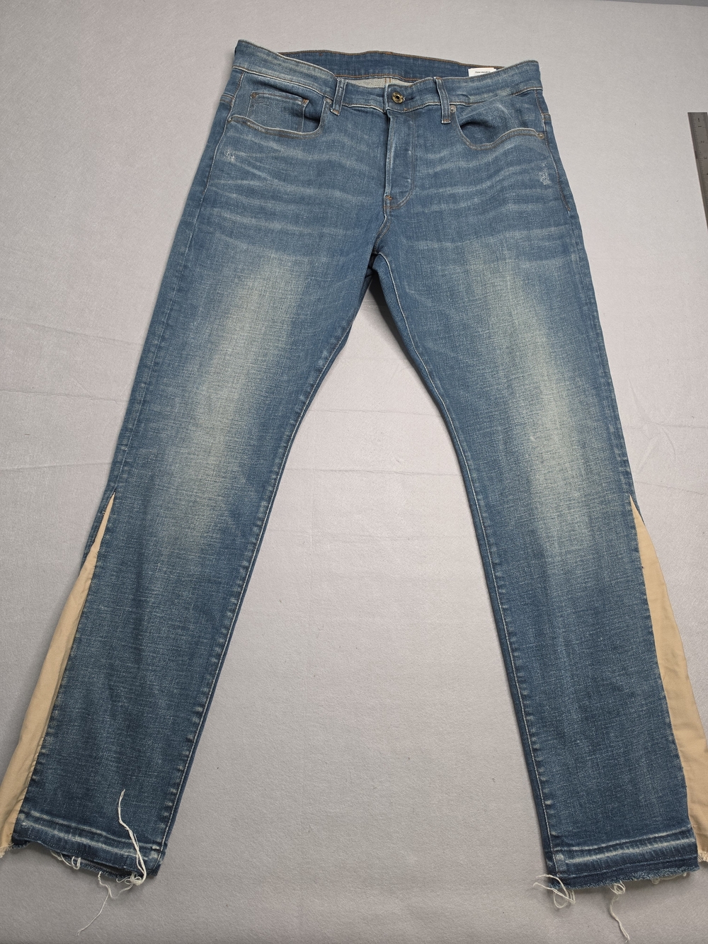 G-Star RAW‎ Mens Reworked Style Denim Jeans Khaki Side Panel Distressed Split